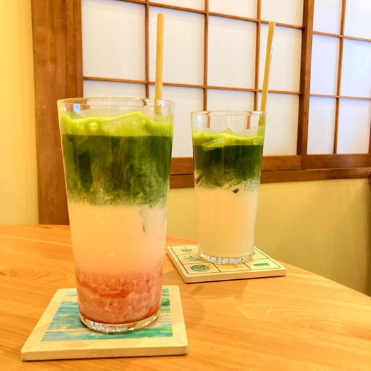 抹茶といちごの組み合わせが人気の抹茶いちごラテです!